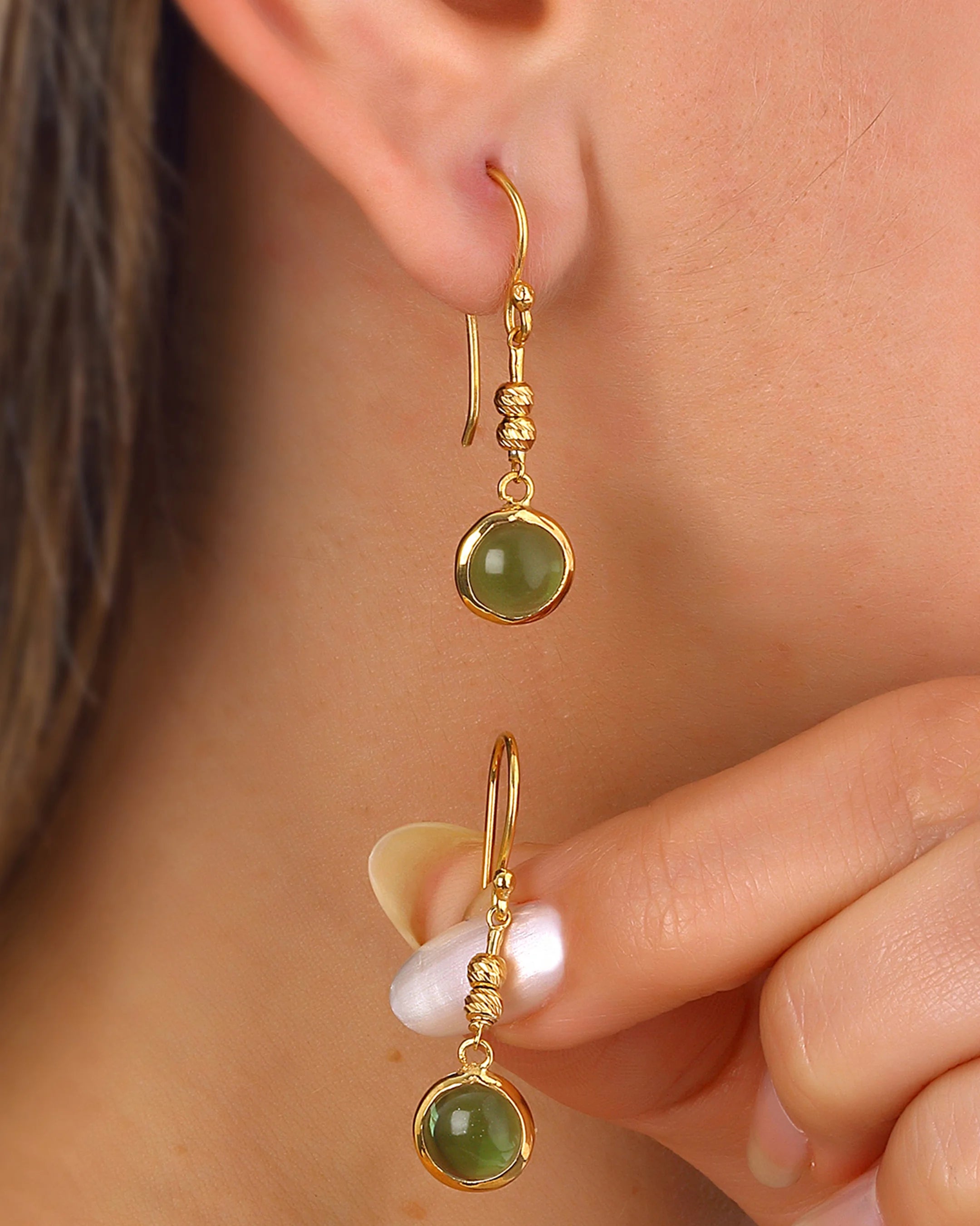 Natural Jade Gold Plated Earrings