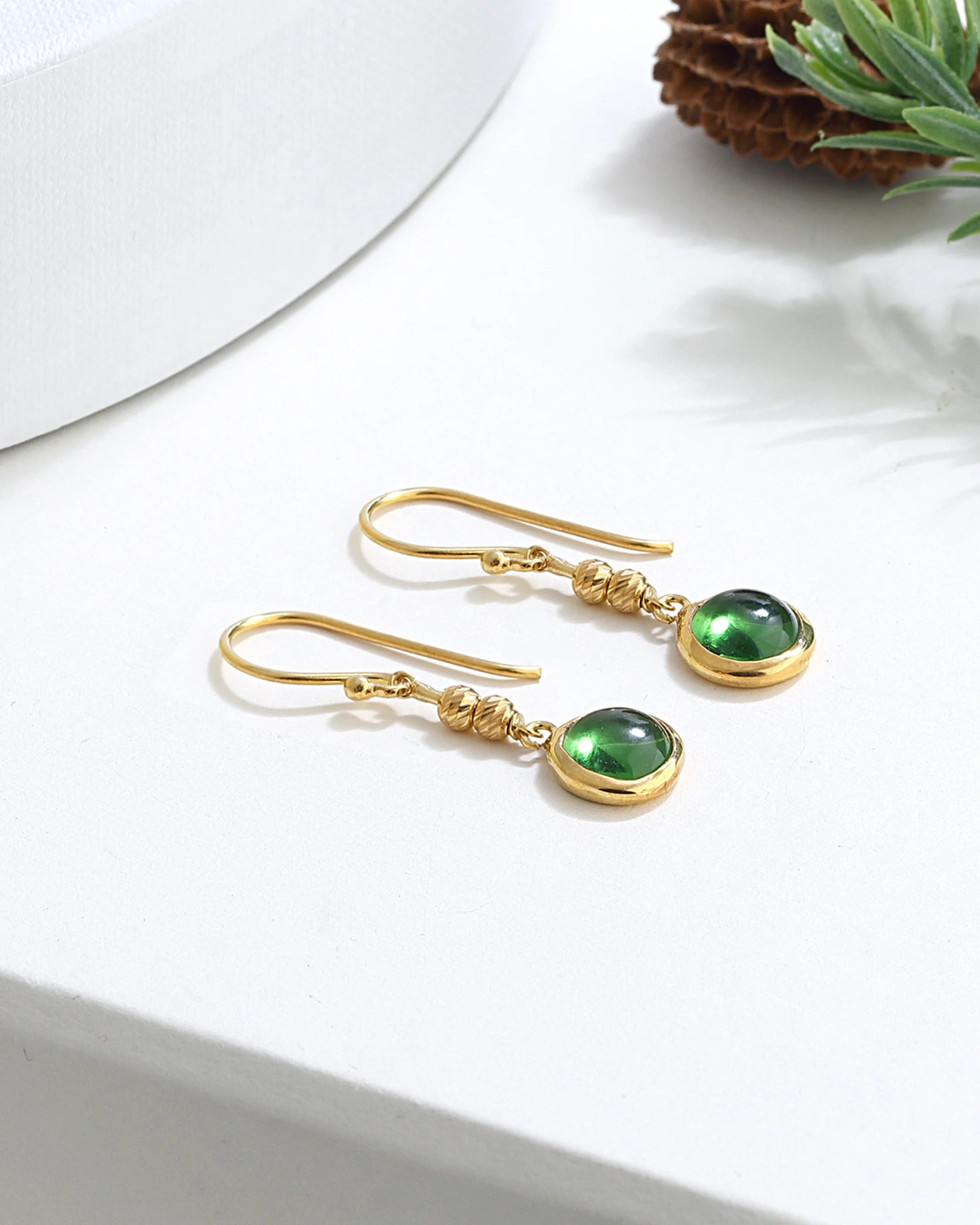 Natural Jade Gold Plated Earrings