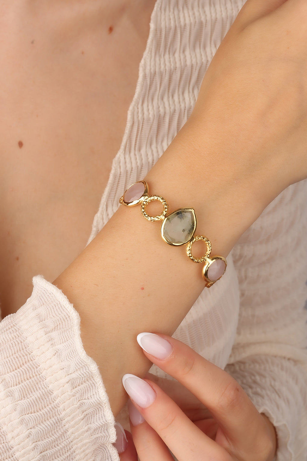Pink Quartz & Prinayt Bracelet