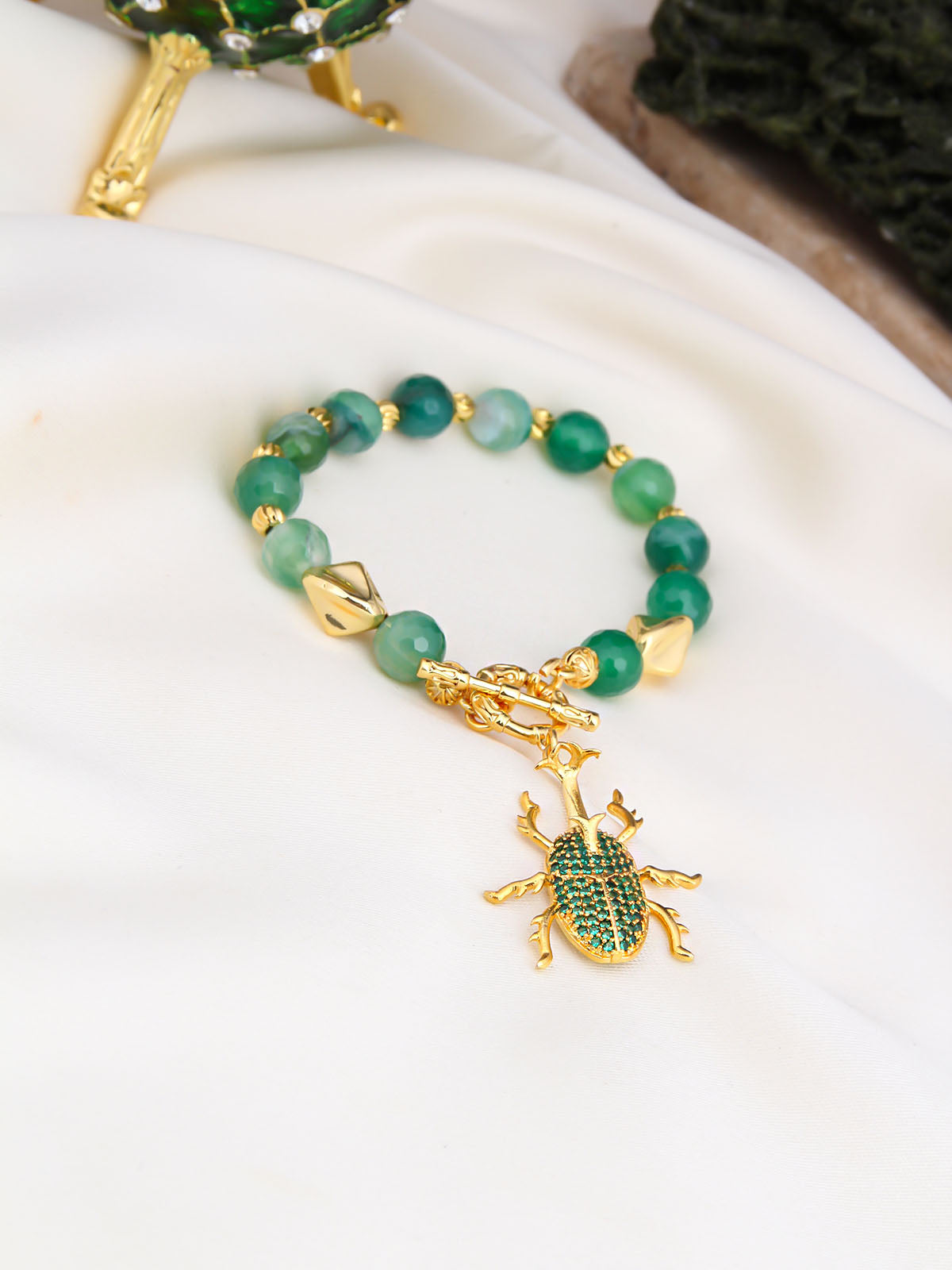 Green Agate & Zircon Bracelet Image principale du produit