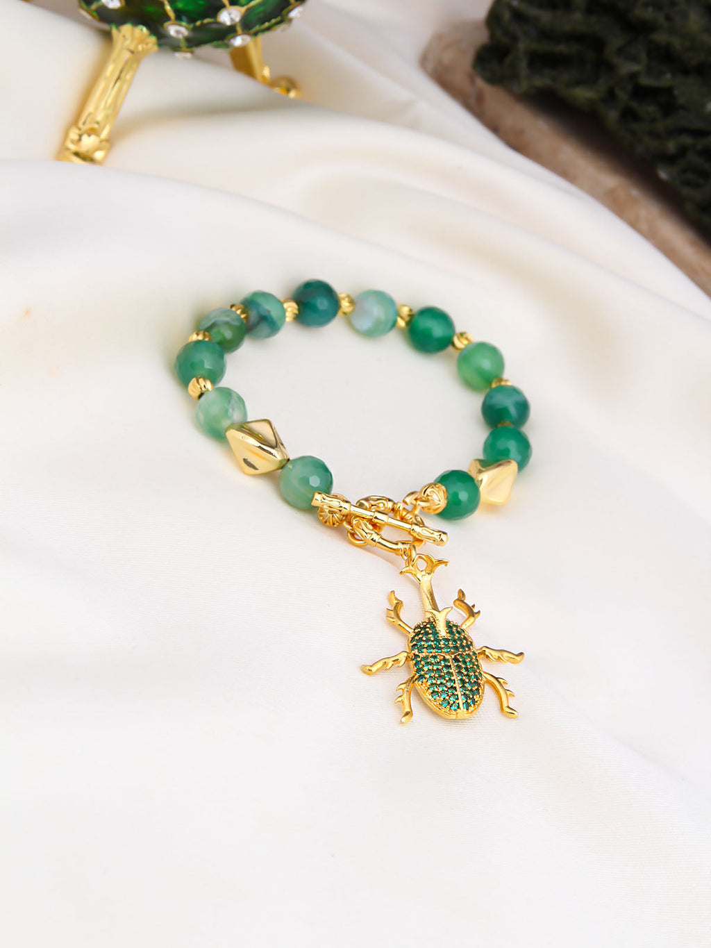 Green Agate & Zircon Bracelet