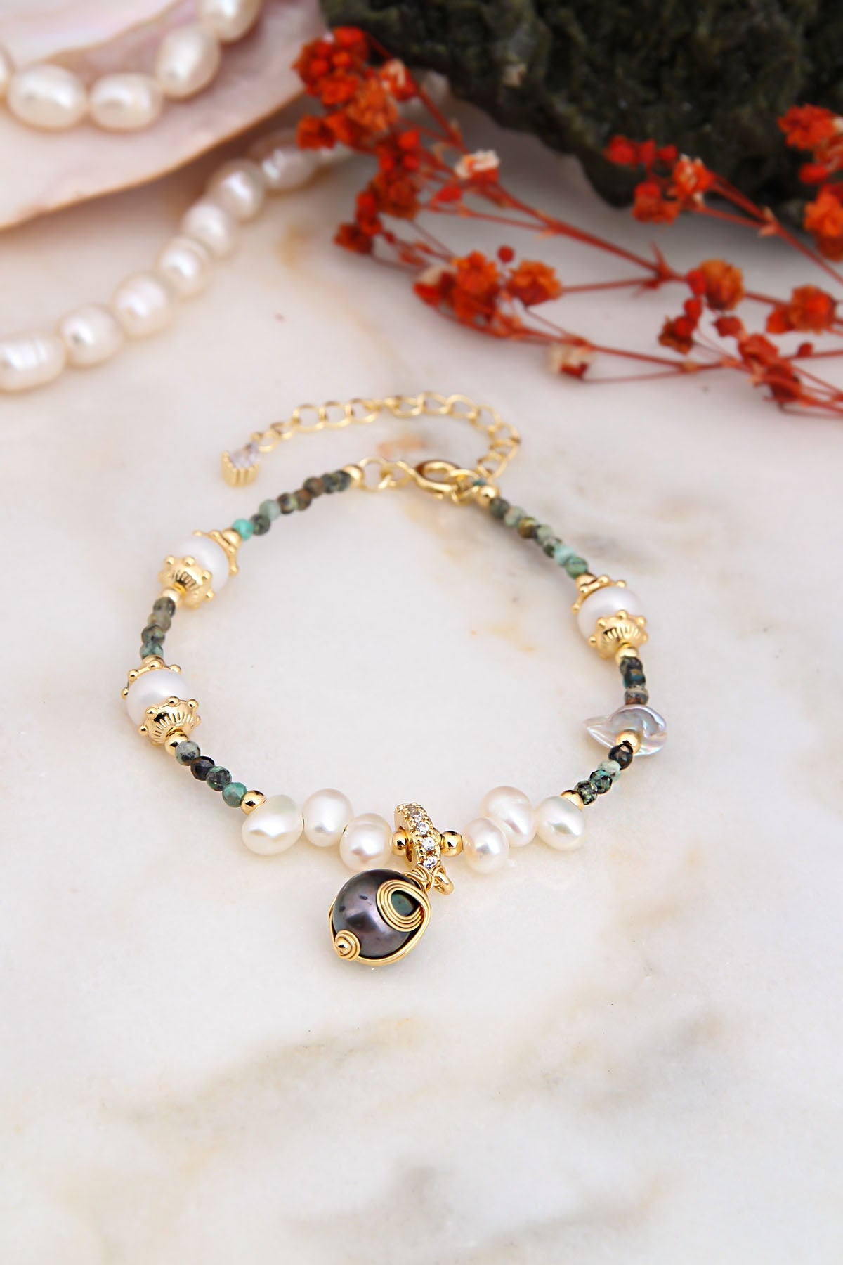 Pearl & Turquoise Bracelet Image principale du produit