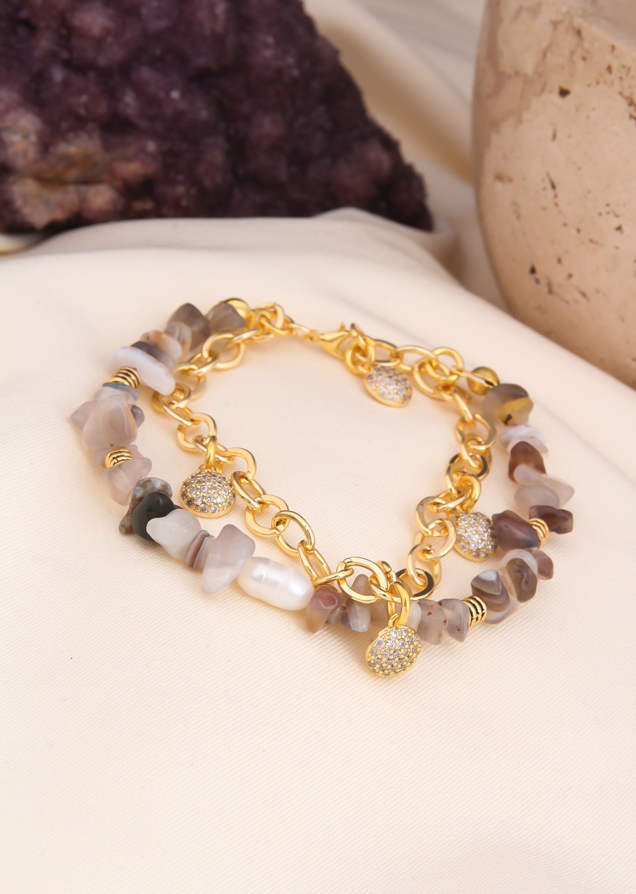 Casper & Pearl & Zircon Bracelet Image principale du produit