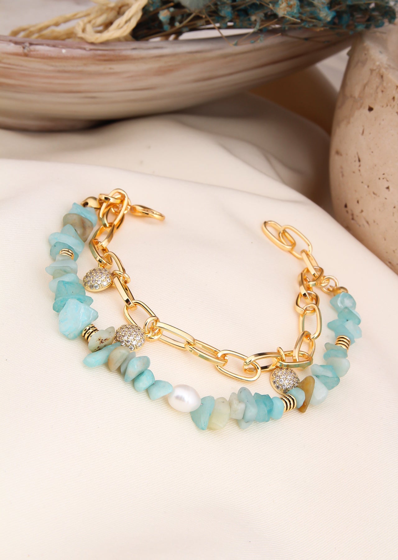 Light Blue & Pearl Bracelet Image principale du produit