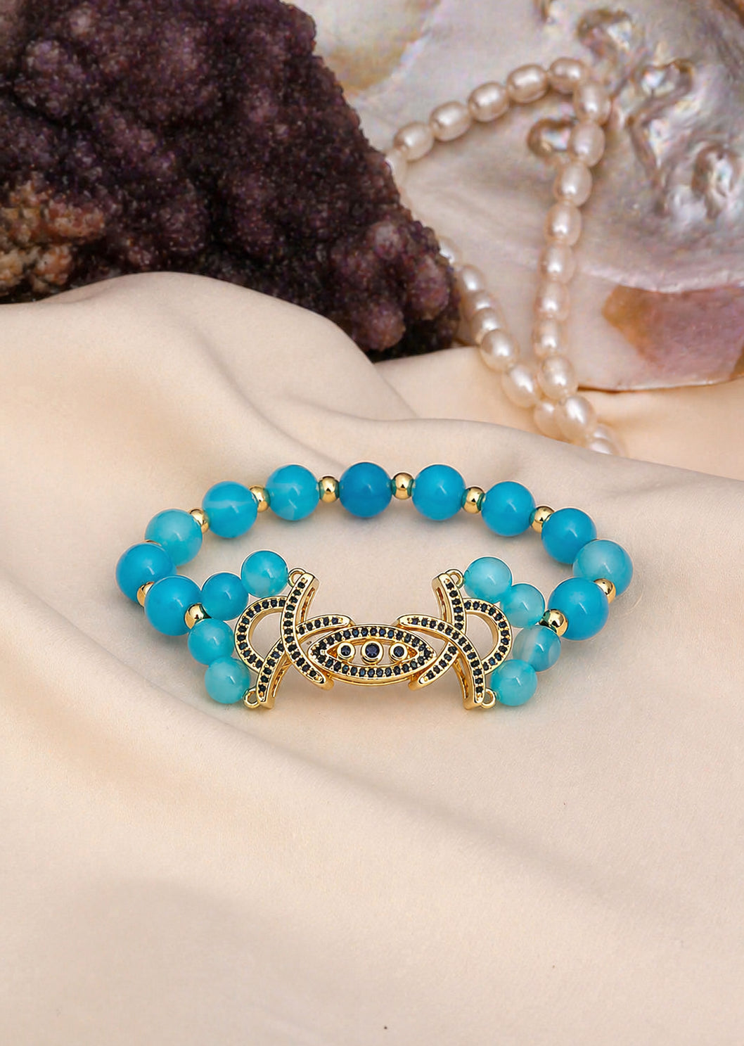 Blue Opal & Zircon Bracelet