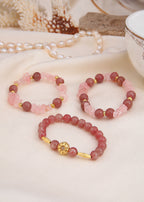 Sun Stone & Strawberry Quartz Bracelet