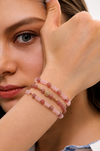 Sun Stone & Strawberry Quartz Bracelet