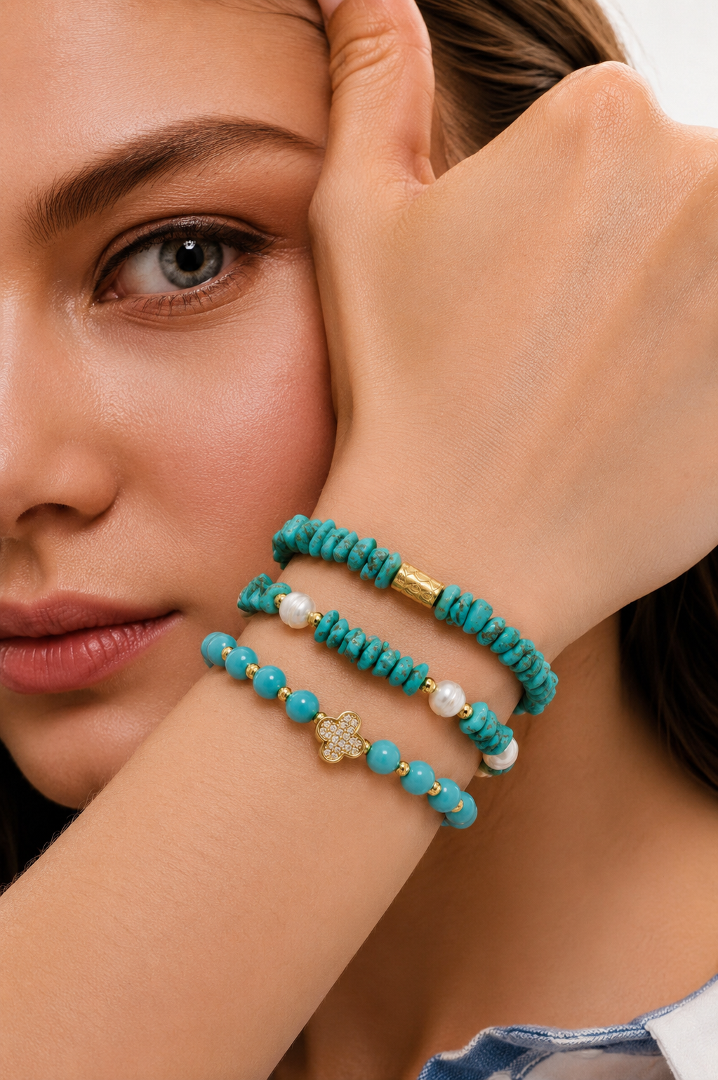 Turquoise & Pearl Bracelet Image principale du produit