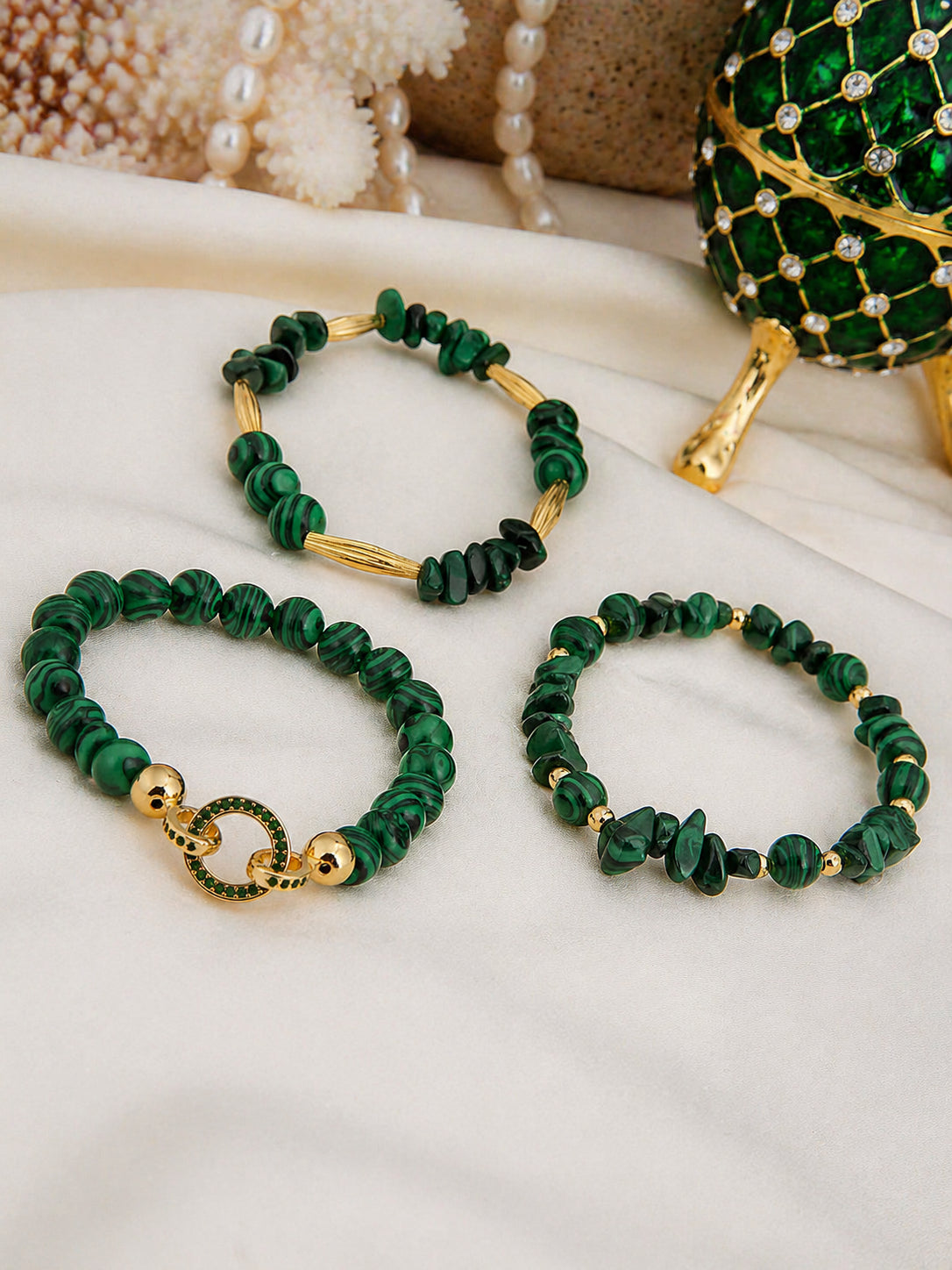 Malahite & Zircon Bracelet