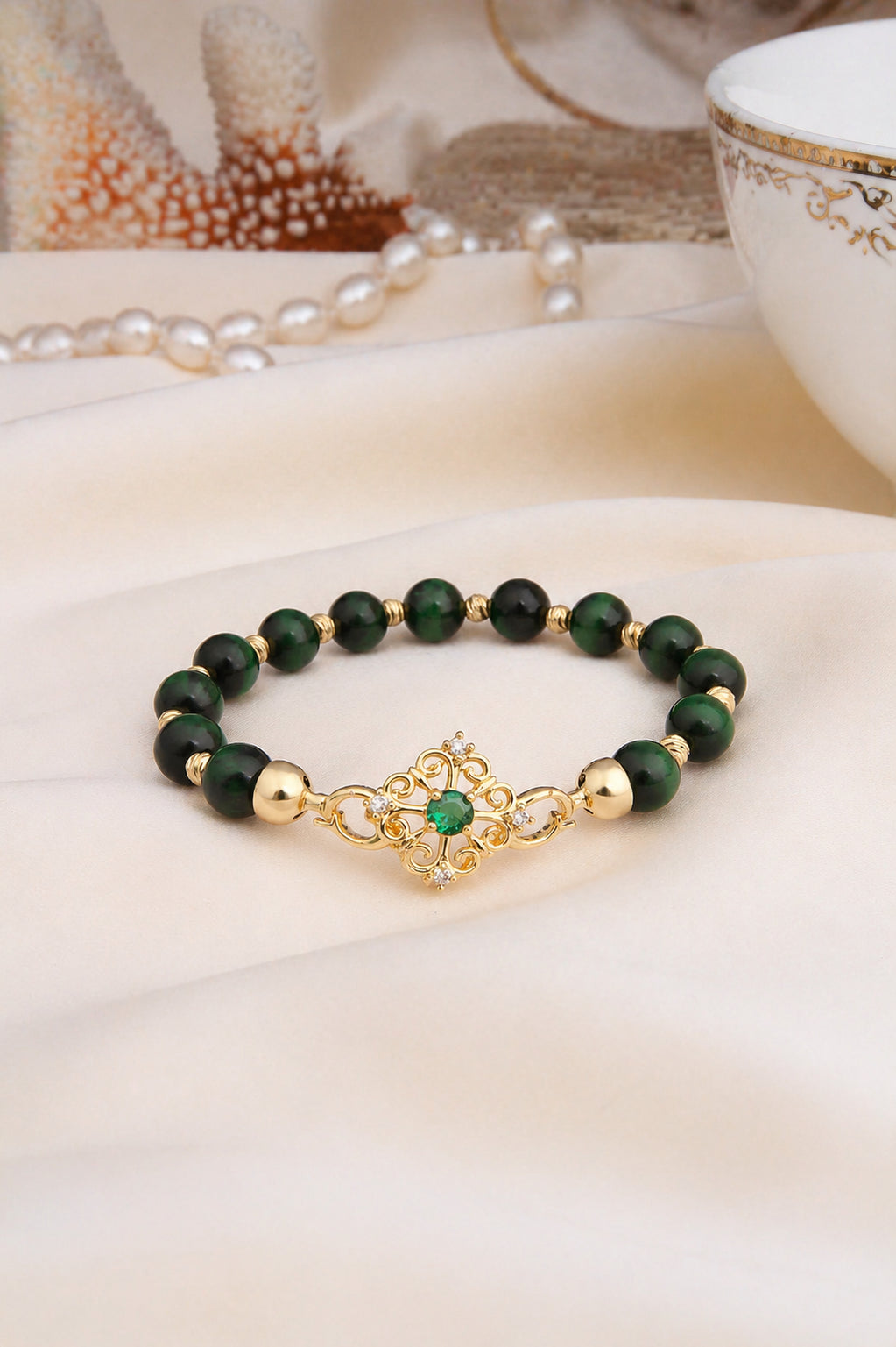 Tiger Eyes & Zircon Bracelet