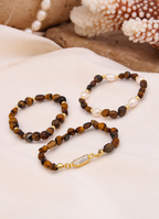 Tiger Eyes & Pearl Bracelet