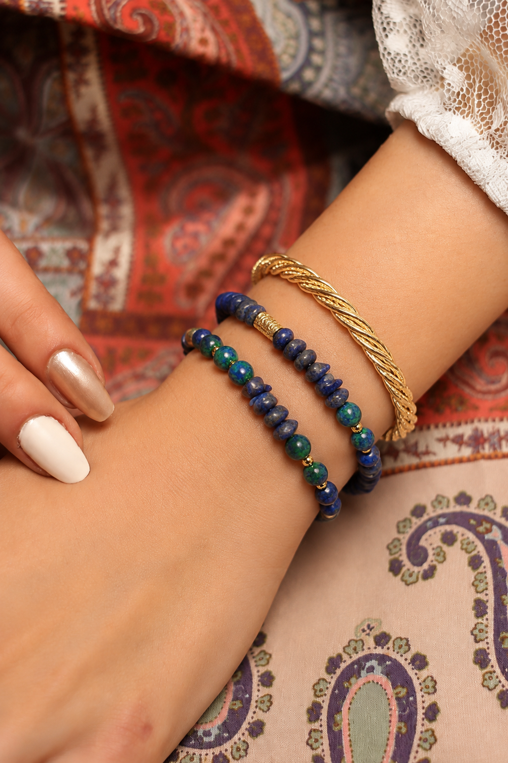 Lapis & Varasite Bracelet