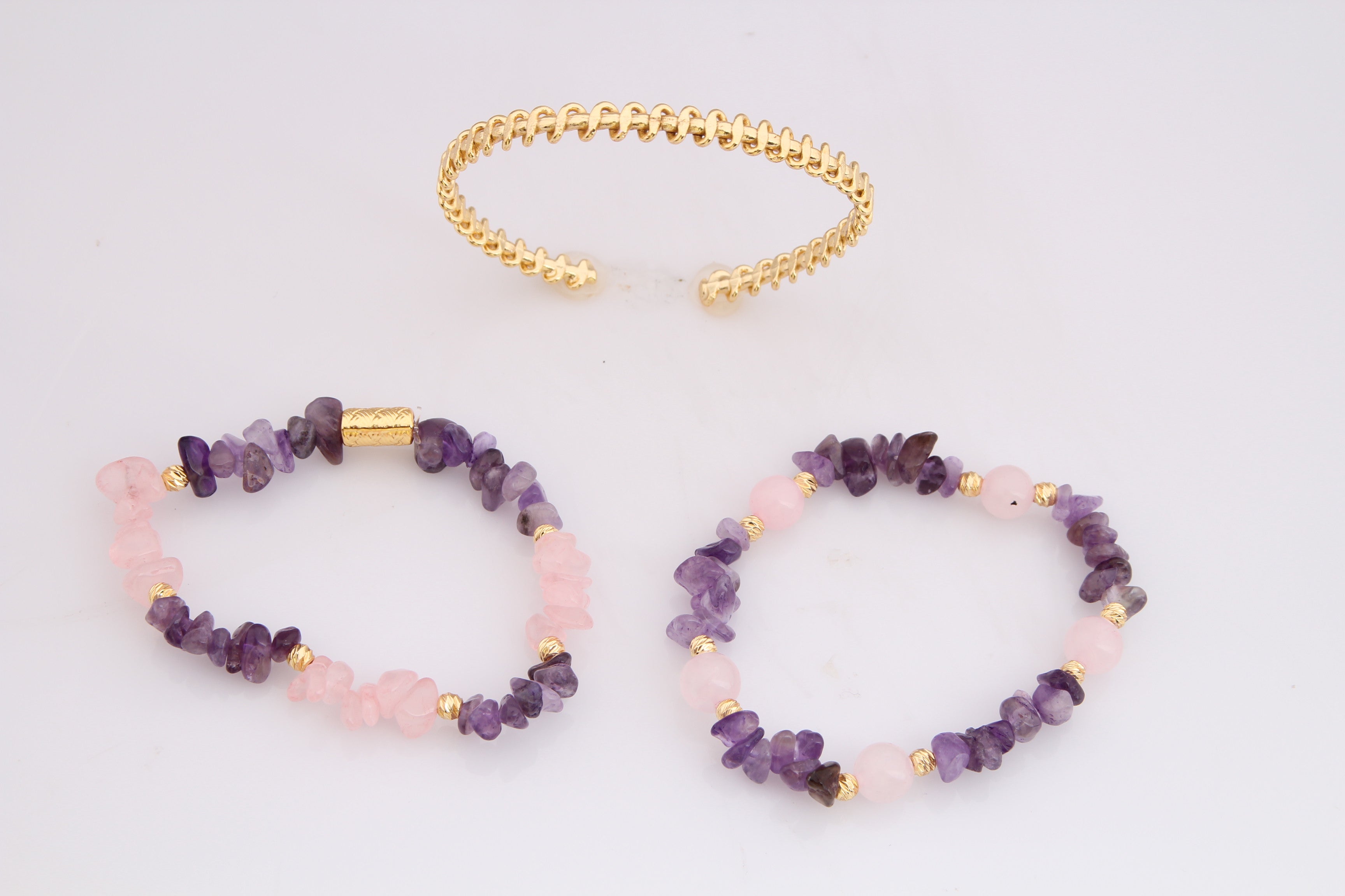 Amethyst & Pink Quartz Bracelet