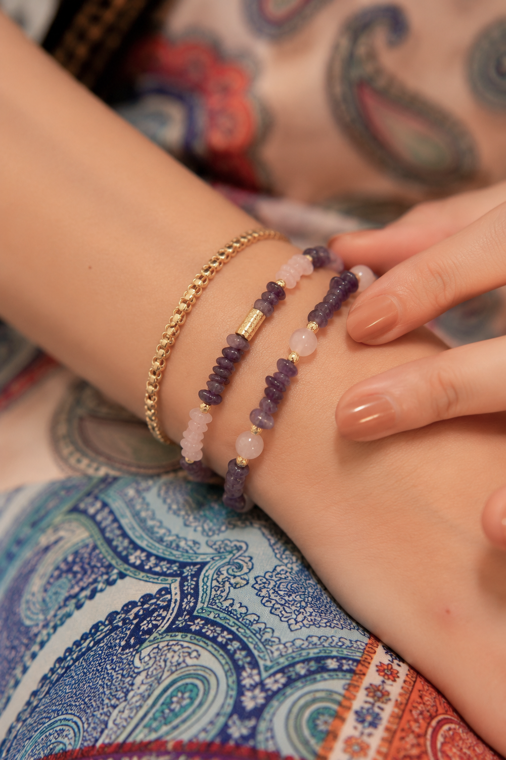Amethyst & Pink Quartz Bracelet Main image