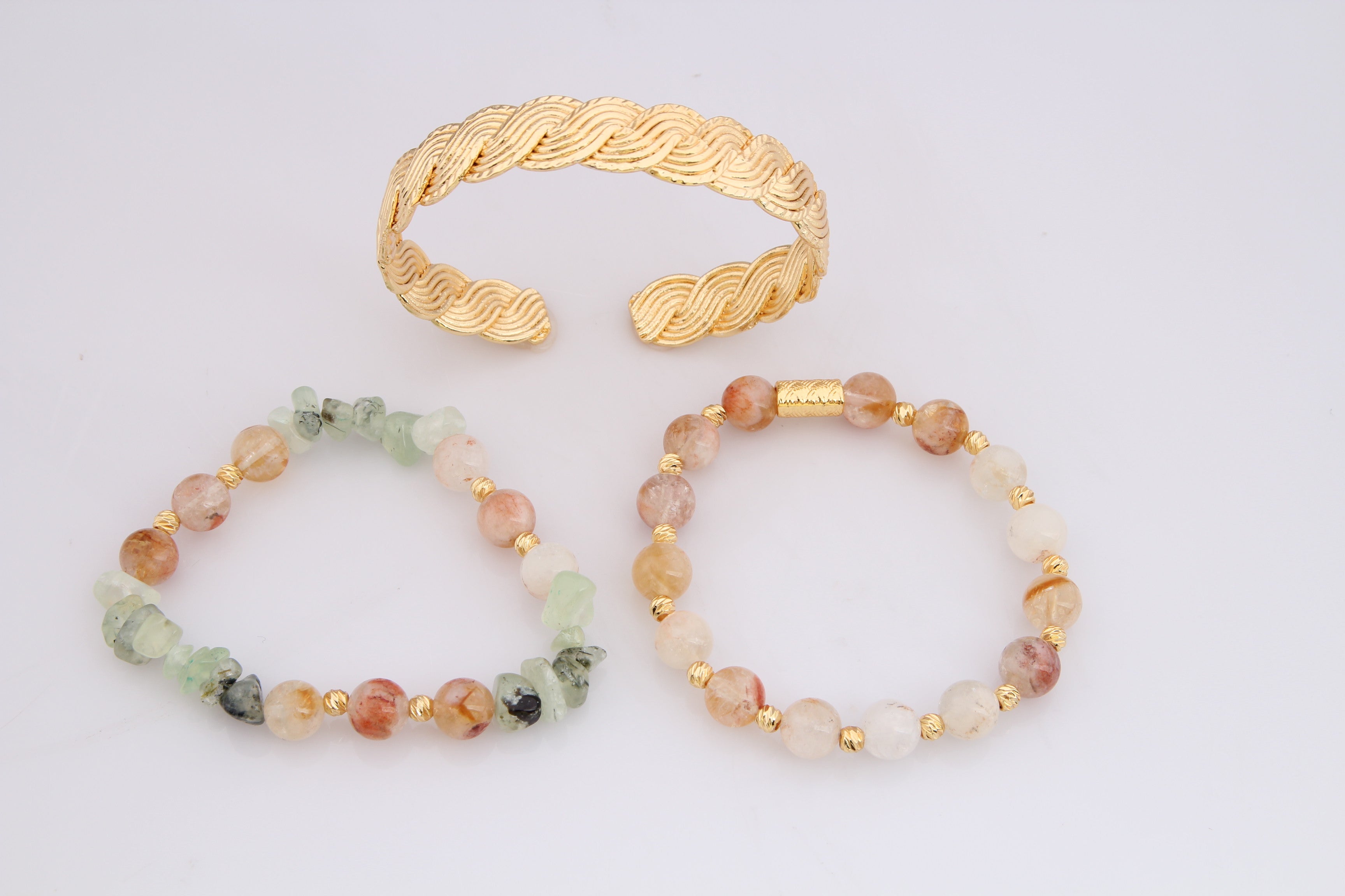 Citrine & Prihnite Bracelet