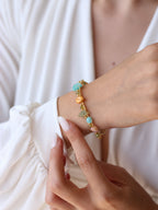 Aquamarine & Pearl & Prihnite Bracelet