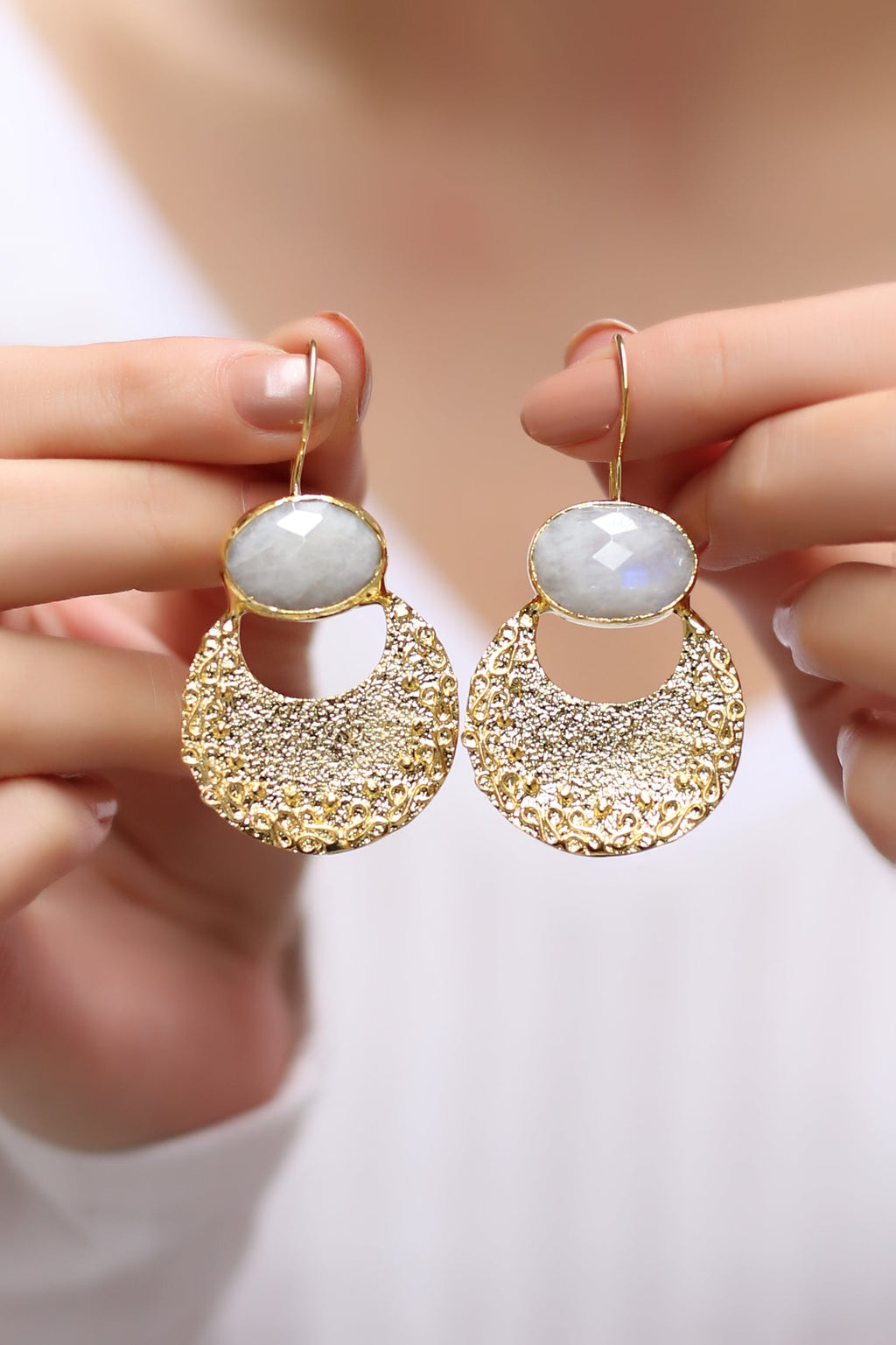 Moon Stone Boucles d'oreilles