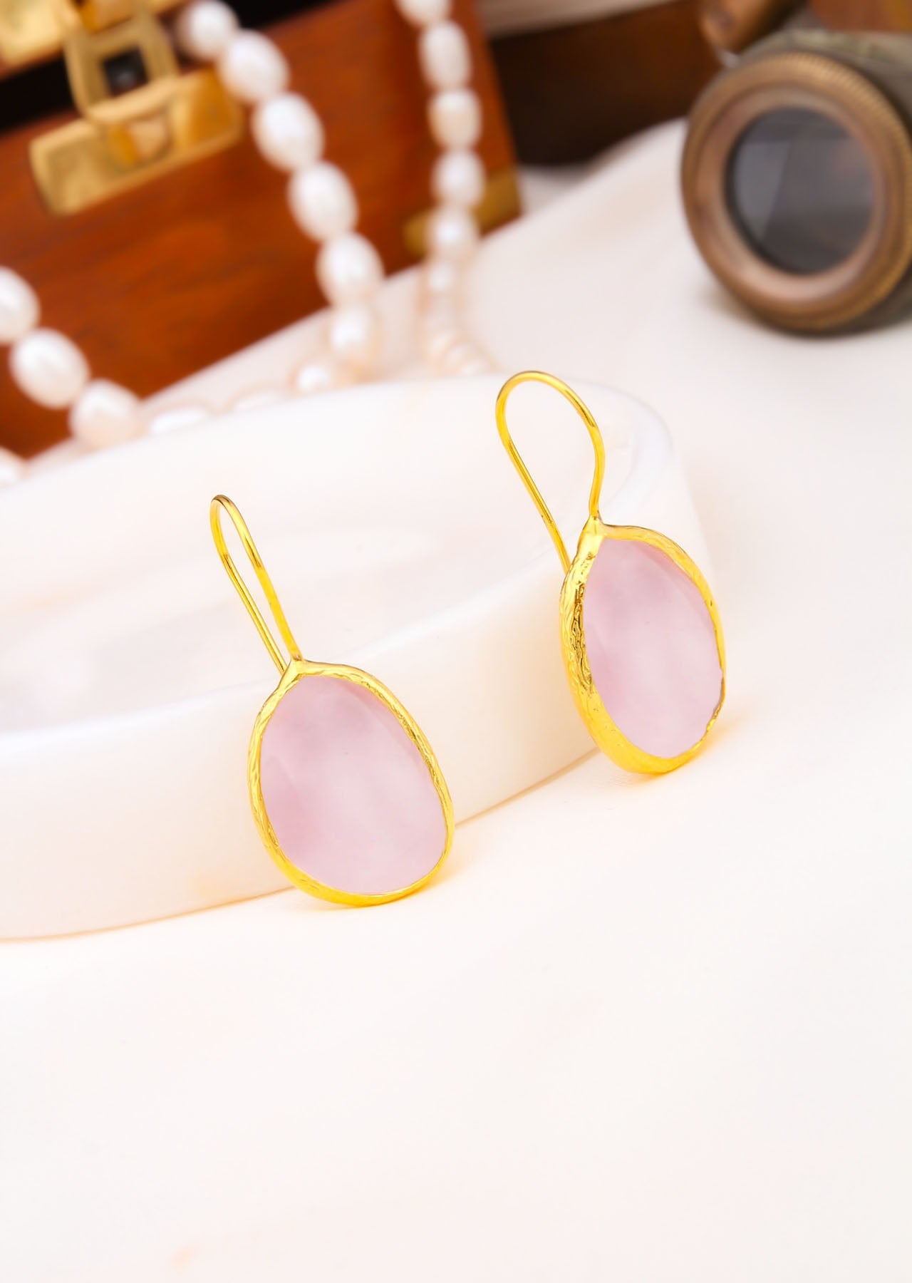 Pink Quartz Boucles d'oreilles Image principale du produit