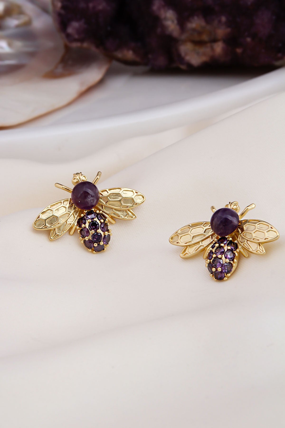 Amethyst & Zircon Boucles d'oreilles Image principale du produit