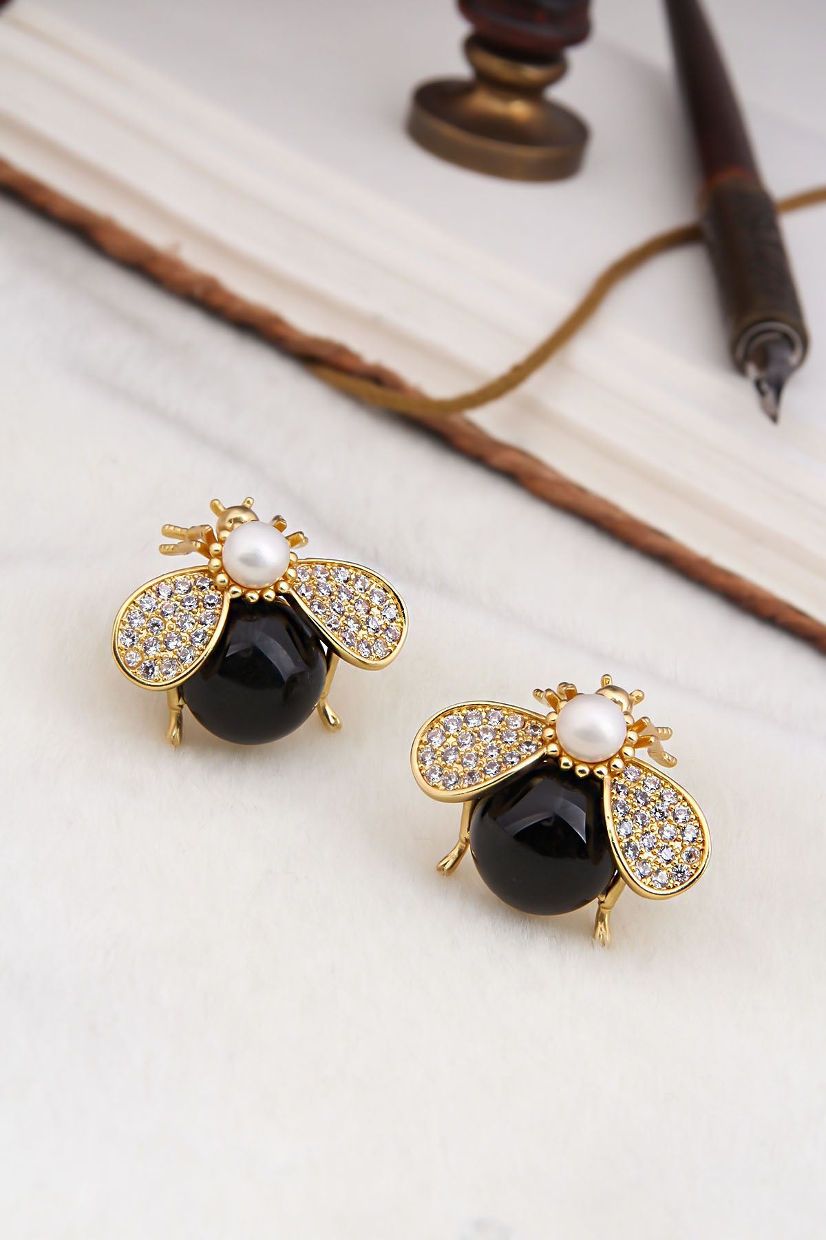 Onix & Zircon Boucles d'oreilles Image principale du produit
