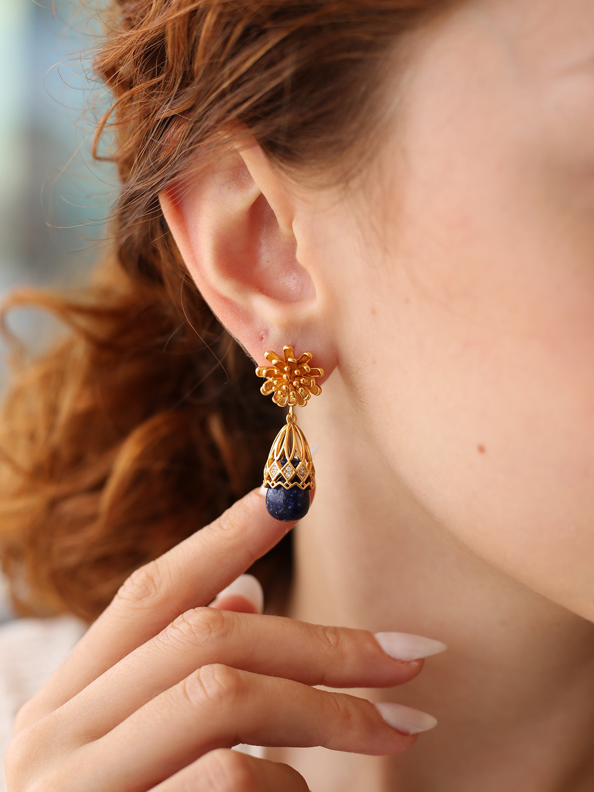 Lapis & Zircon Boucles d'oreilles