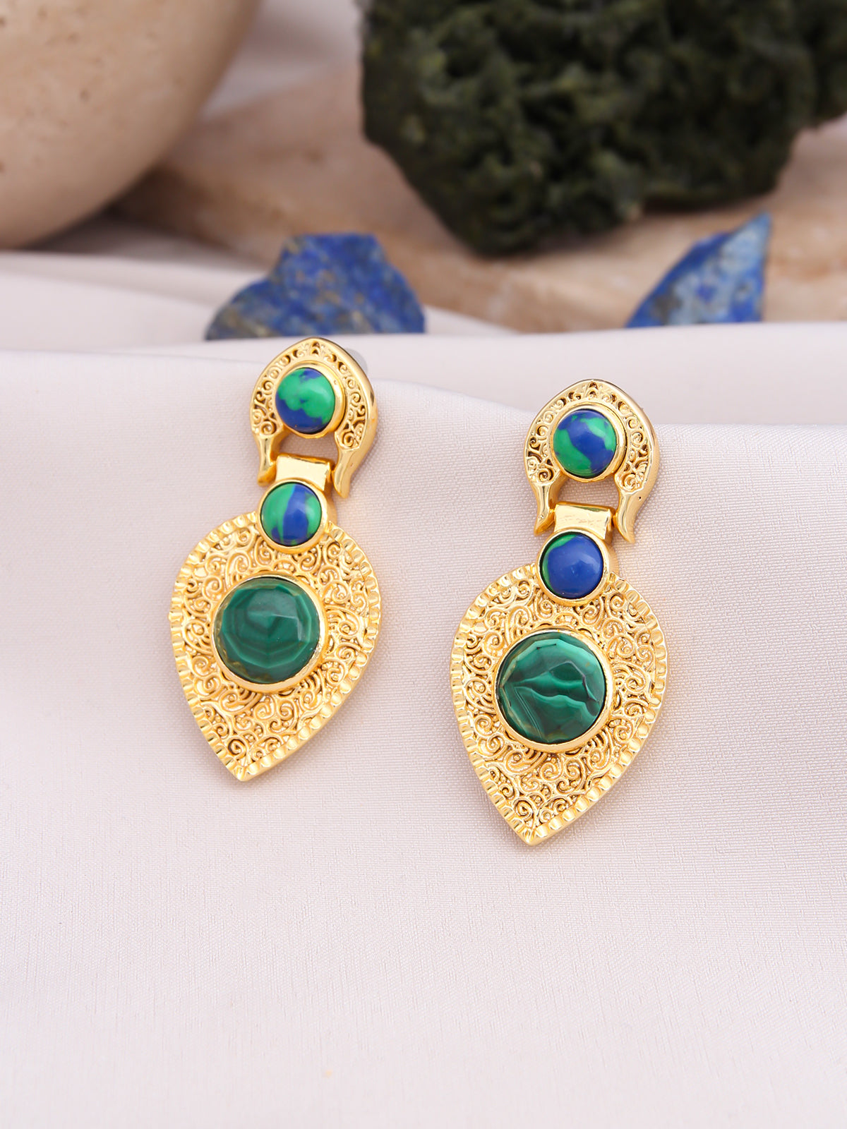 Malahite & Varasite Boucle d'orilles Main image