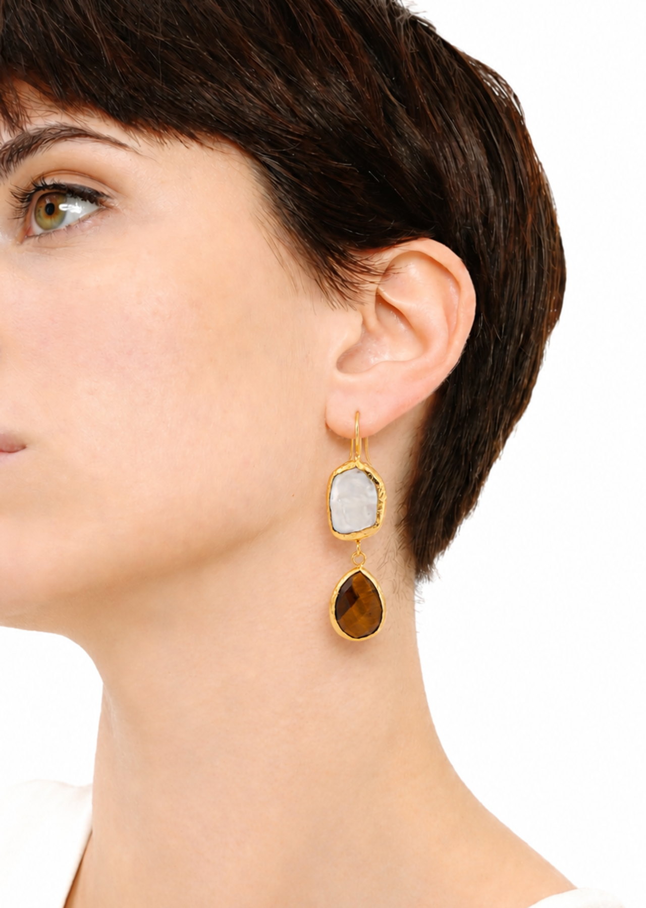 Tiger Eyes & Pearl Earring Image principale du produit