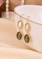 Labradorite & Pearl Earring