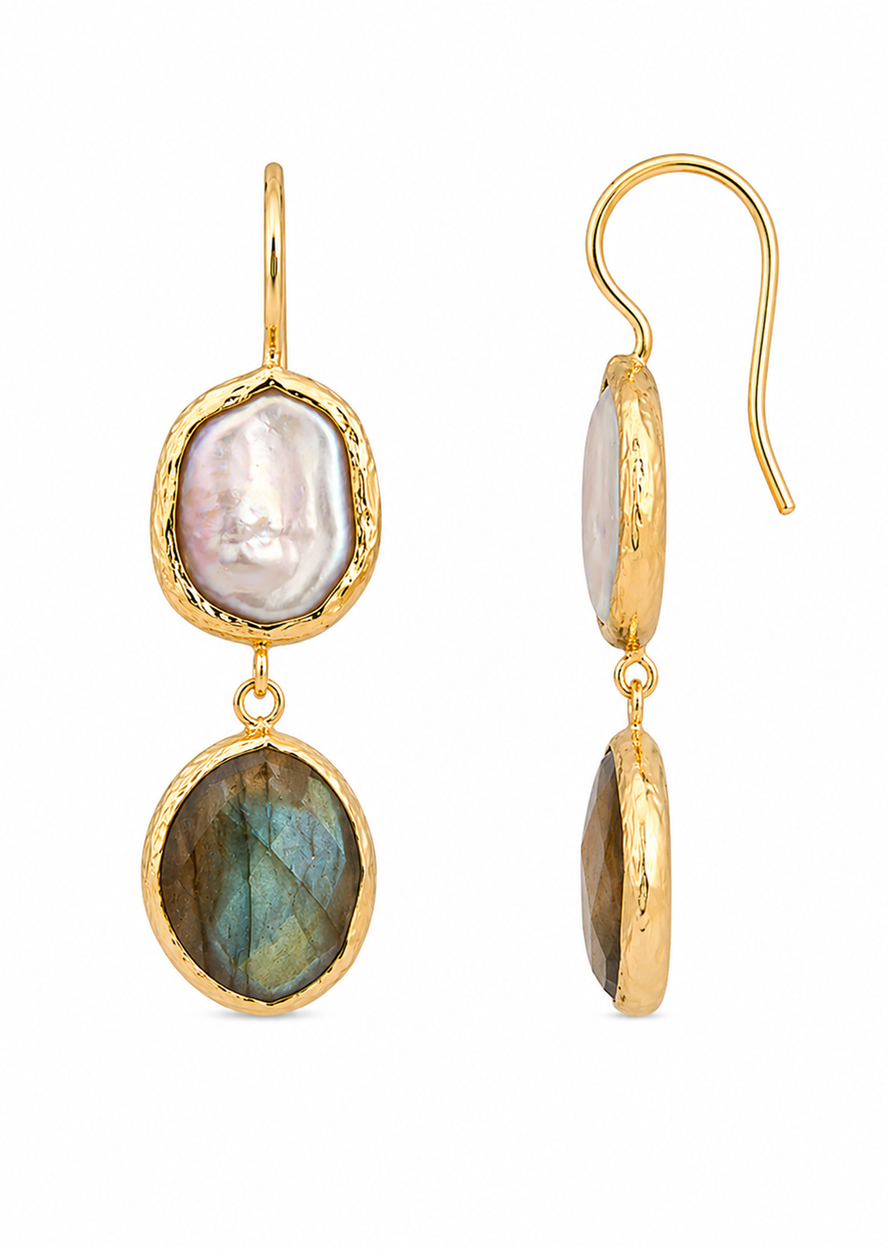 Labradorite & Pearl Earring