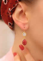 Strawberry Quartz & Pearl Earring