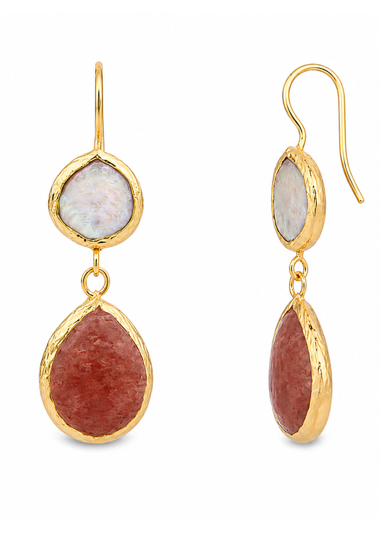 Strawberry Quartz & Pearl Earring Image secondaire du produit