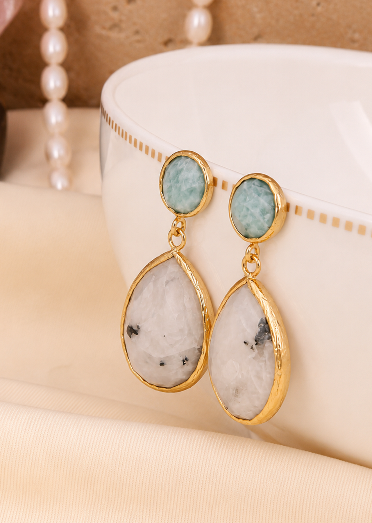 Amazonite & Black Ruthile Earring Main image
