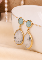Amazonite & Black Ruthile Earring
