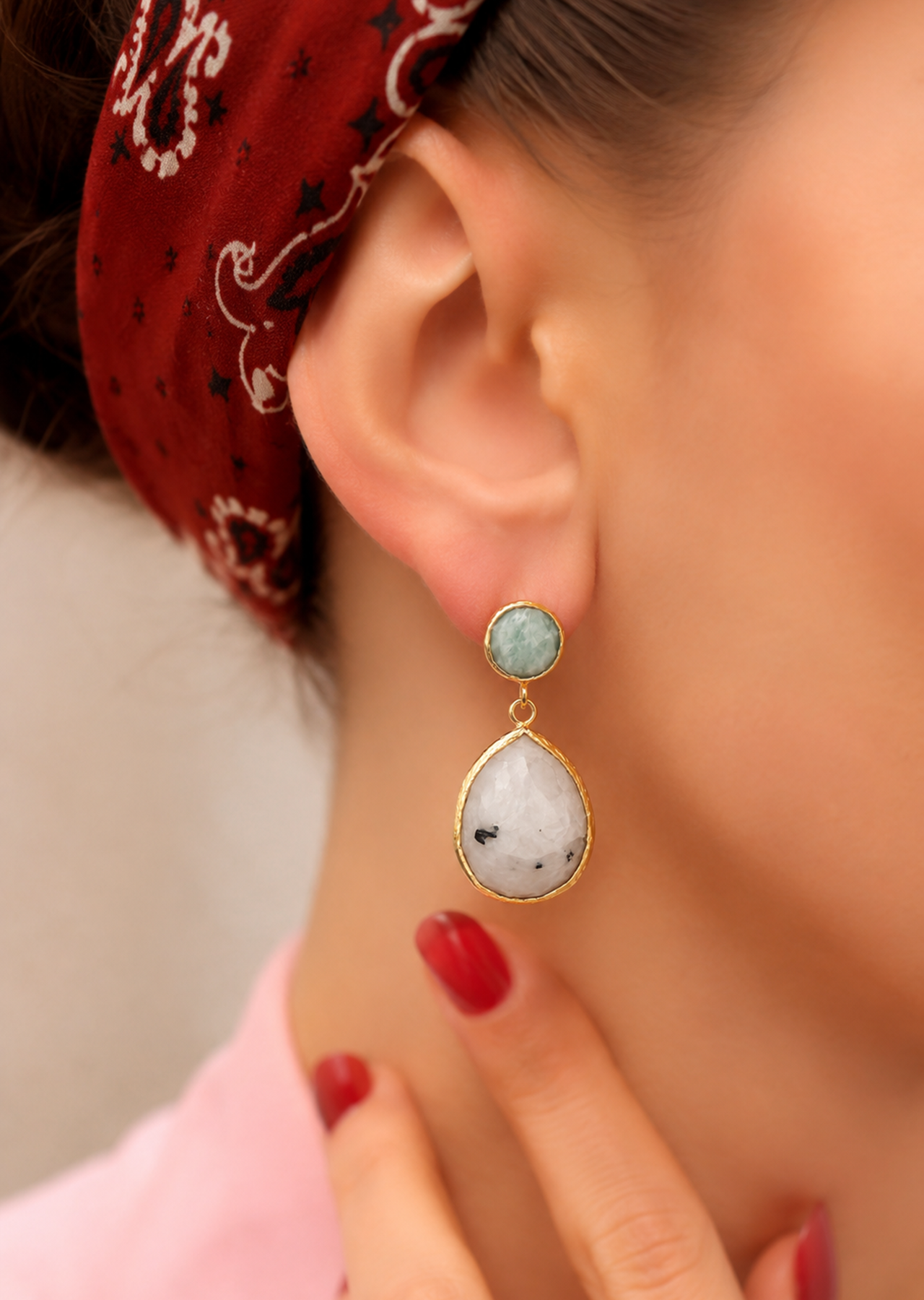 Amazonite & Black Ruthile Earring Image principale du produit