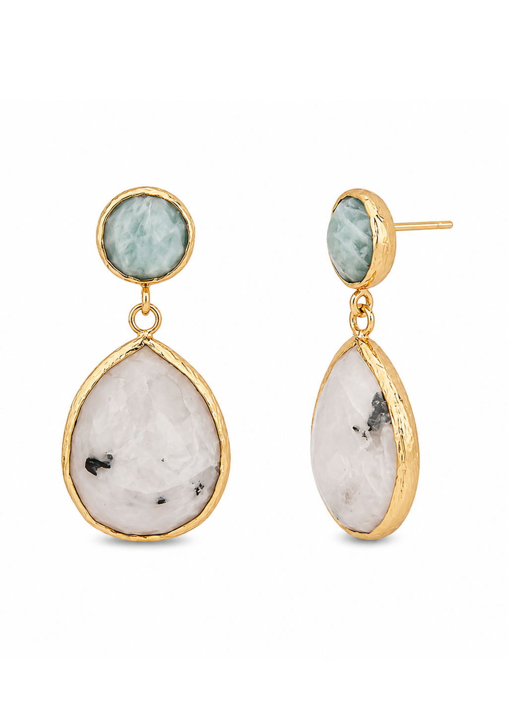 Amazonite & Black Ruthile Earring