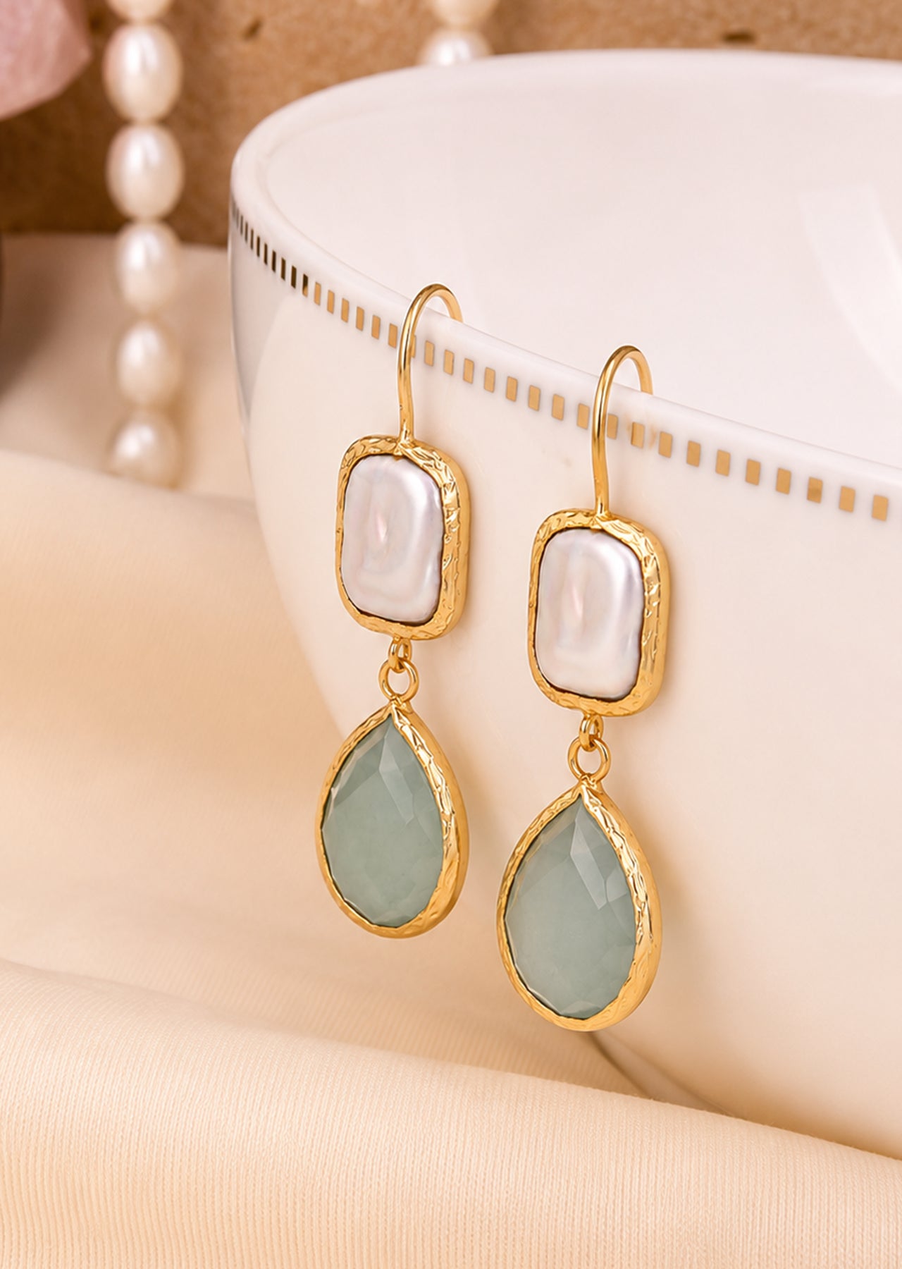 Amazonite & Pearl Earring