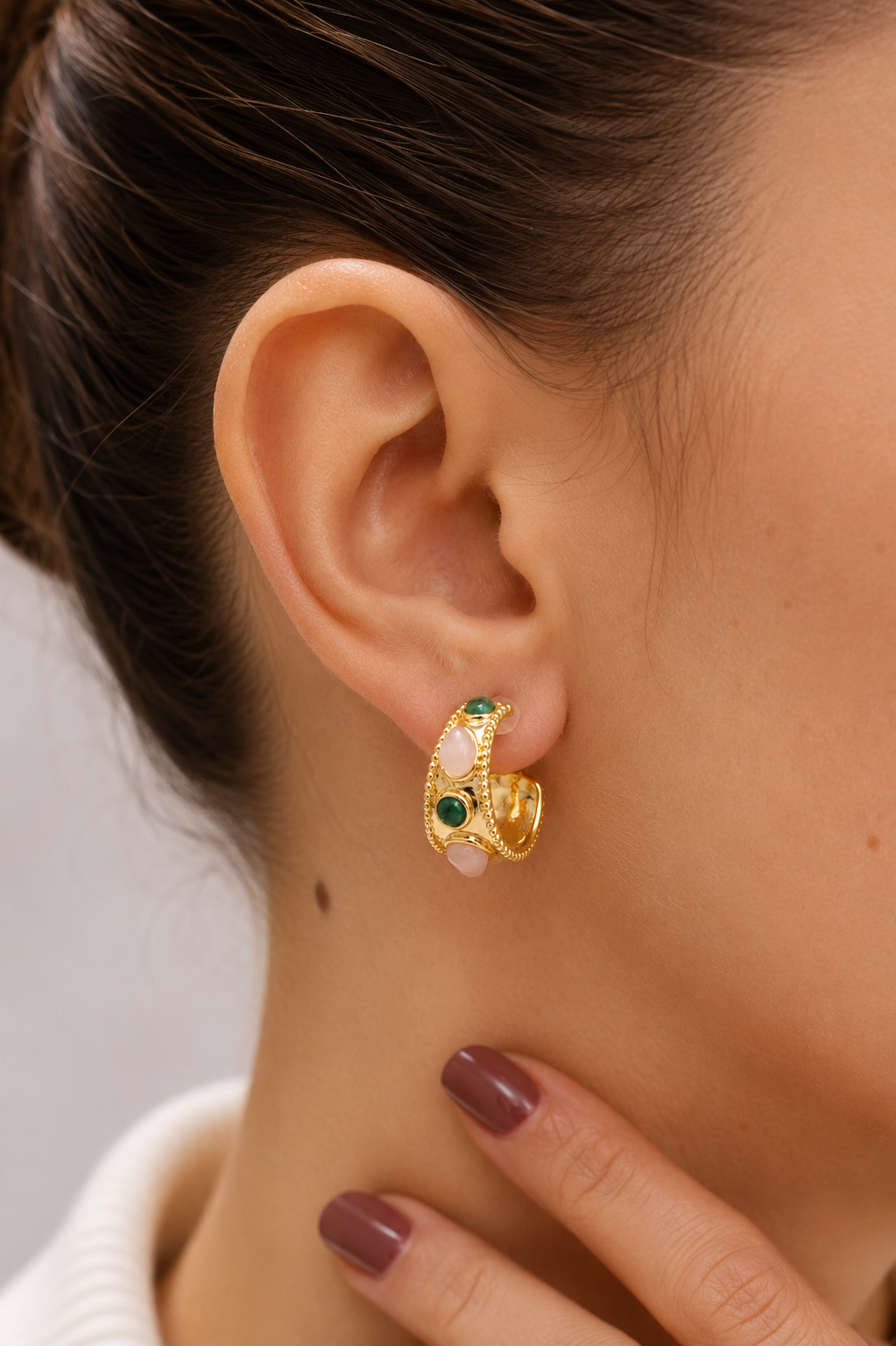 Agate & Pink Quartz Earring Main image