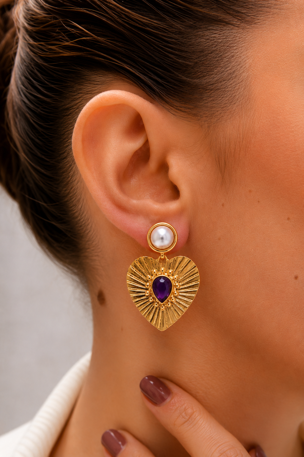 Amethyst & Pearl Earring Main image