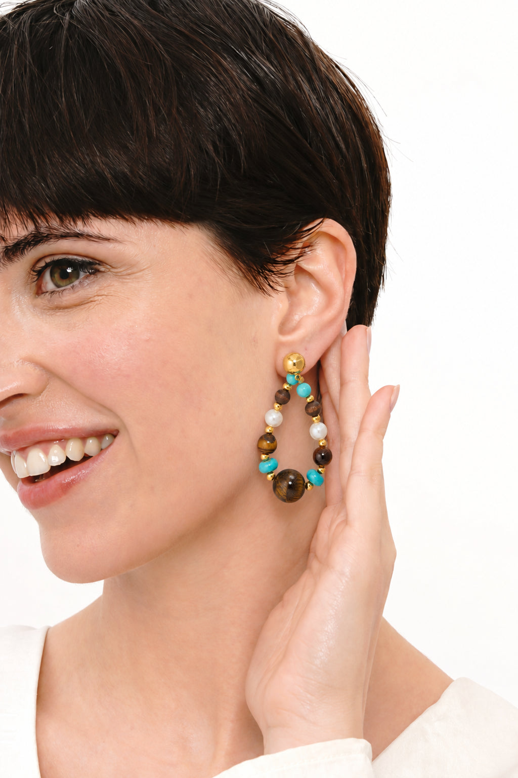 Turquoise & Pearl Earring