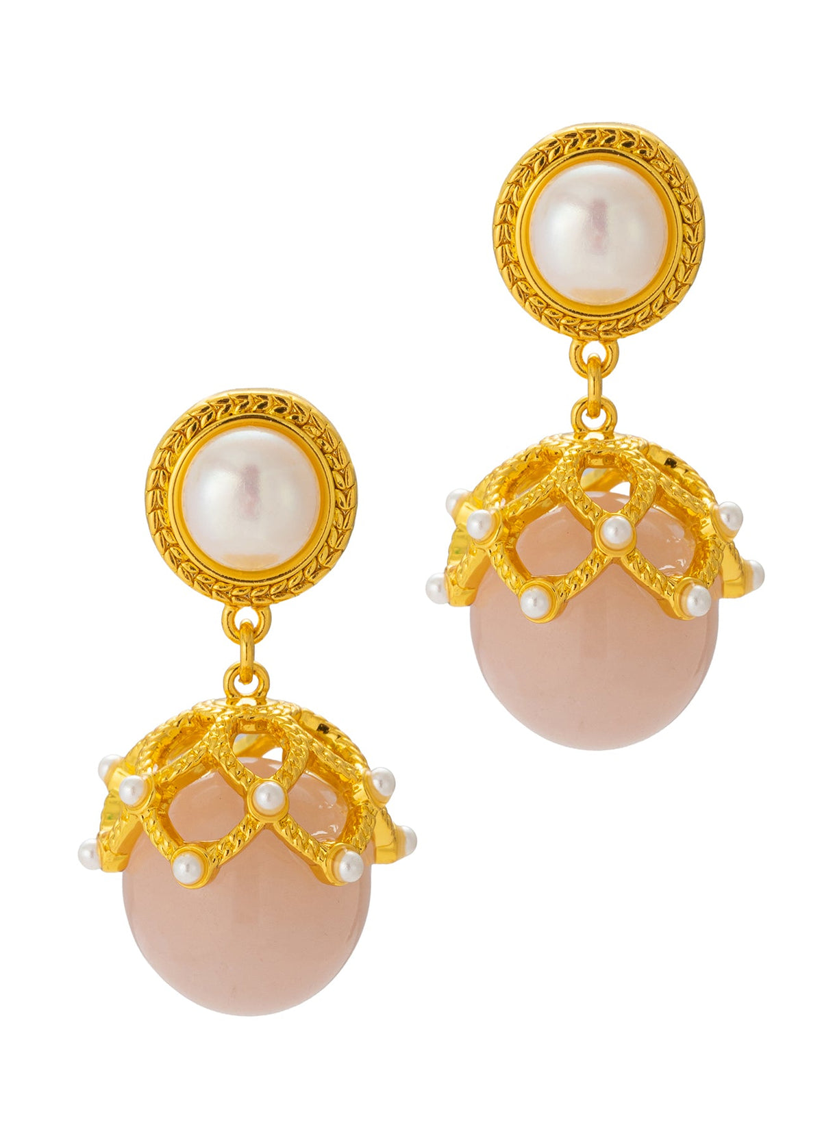 Pearl & Pink Quartz Earring