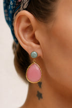 Amazonite & Cat Eyes Earring