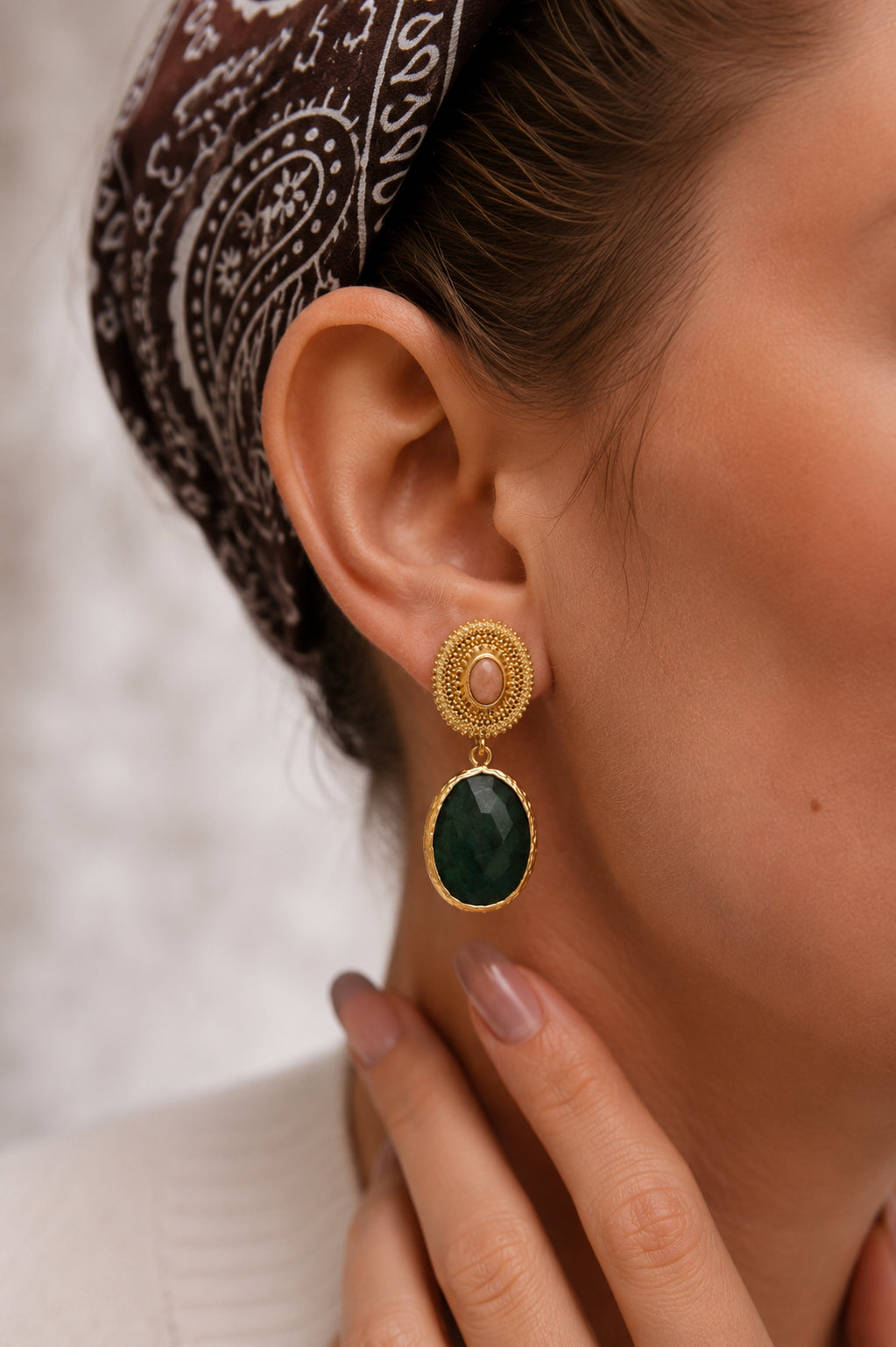 Root Emeral Earring