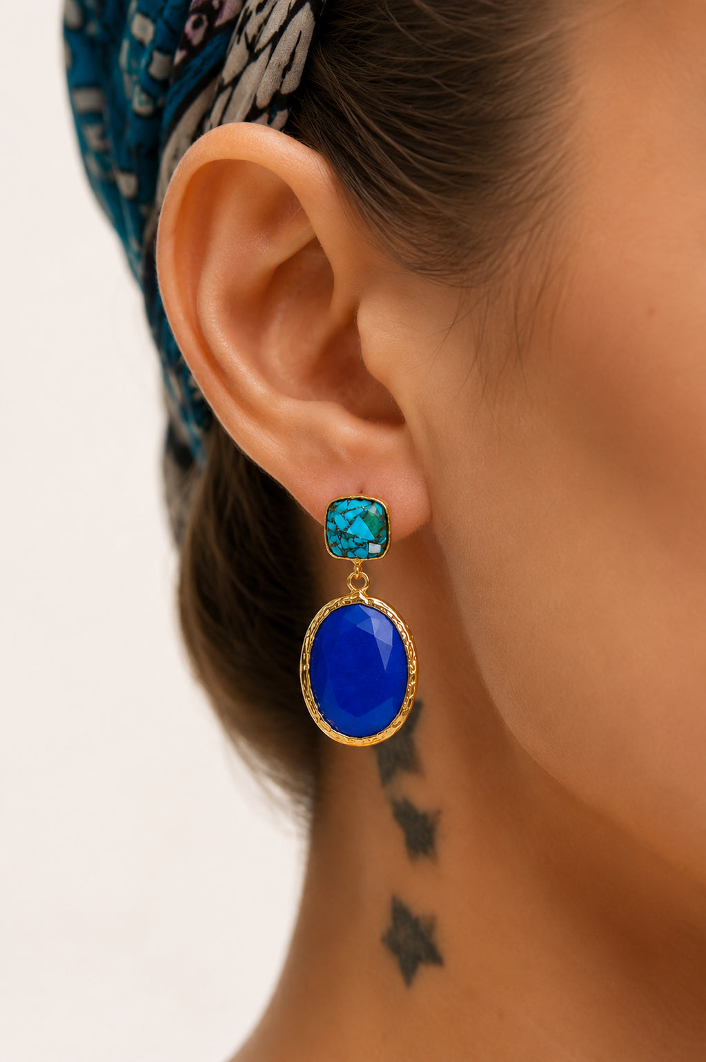 Turquoise & Cat Eyes Earring
