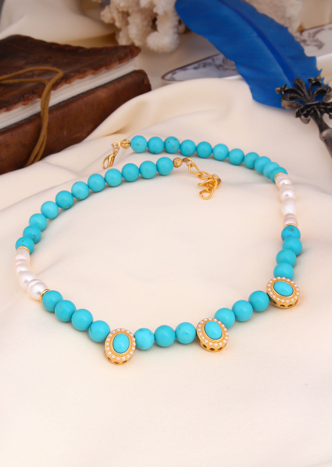Turquoise & Pearl Necklace Main image