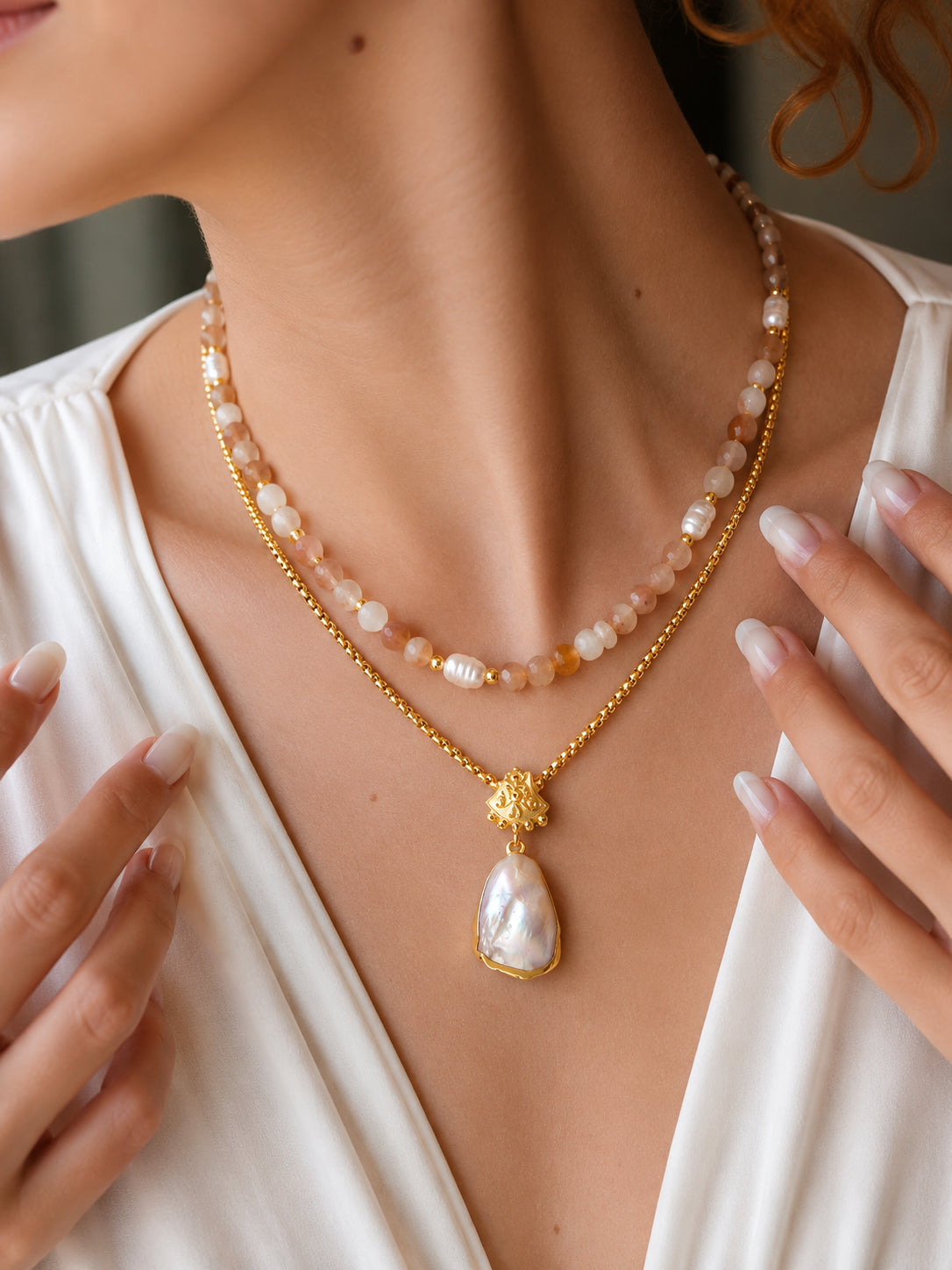 Citrine & Pearl Necklace Secondary image