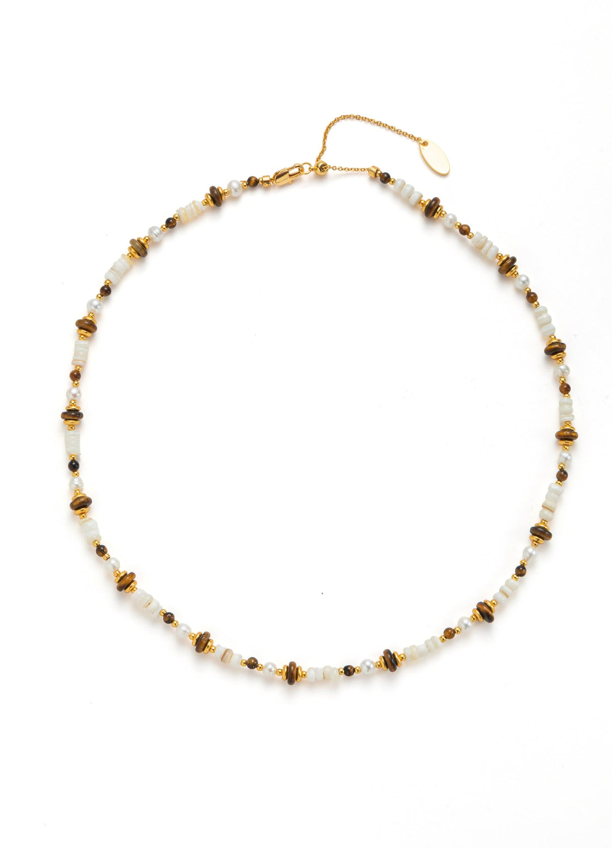 Pearl & Tiger Eyes & MoonStone Necklace