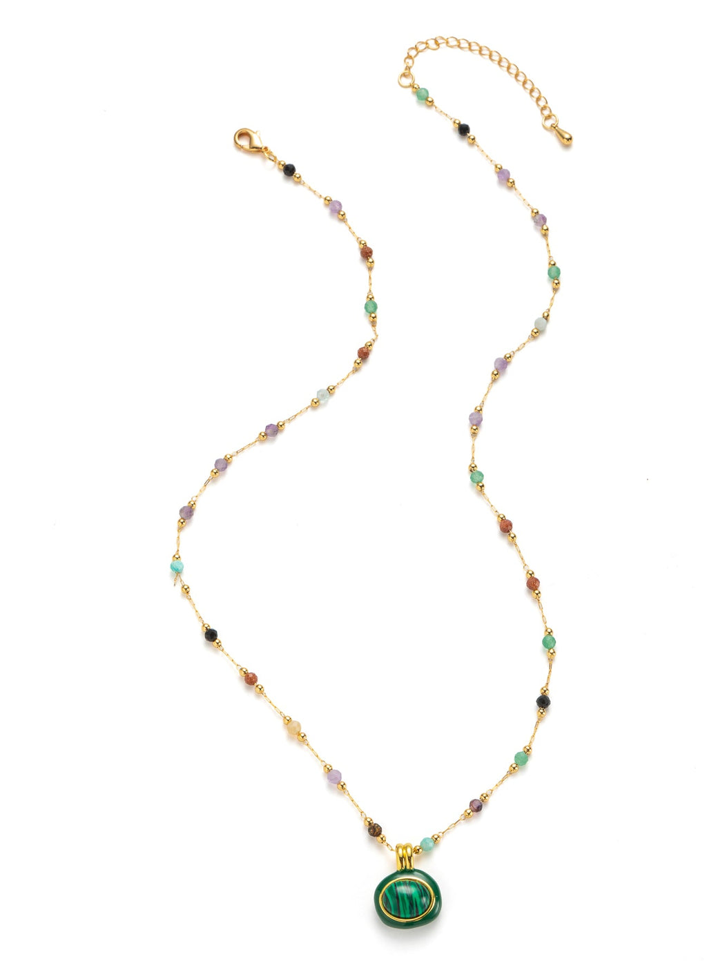 Malahite & Zircon Necklace