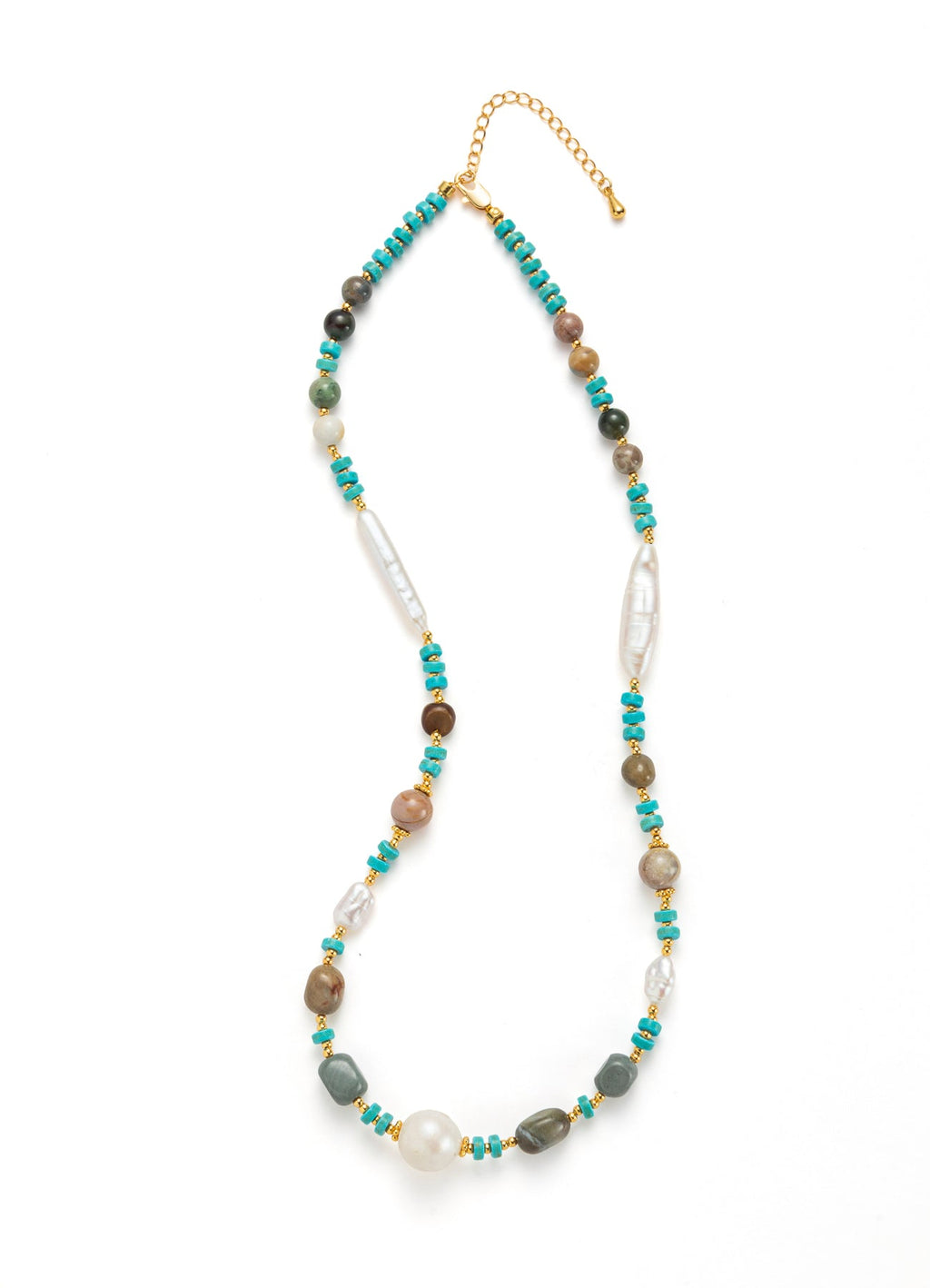 Agate & Pearl & Turquoise Necklace