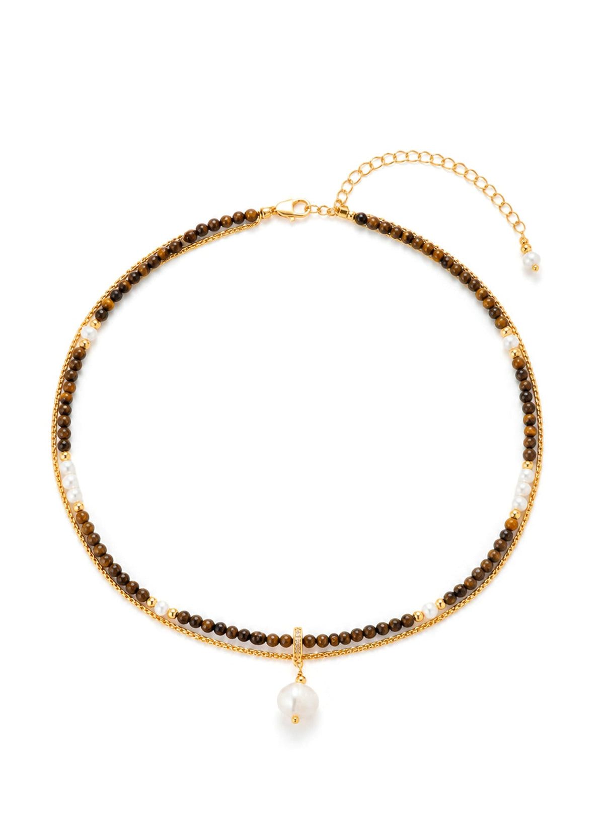 Tiger Eyes & Pearl Necklace Main image