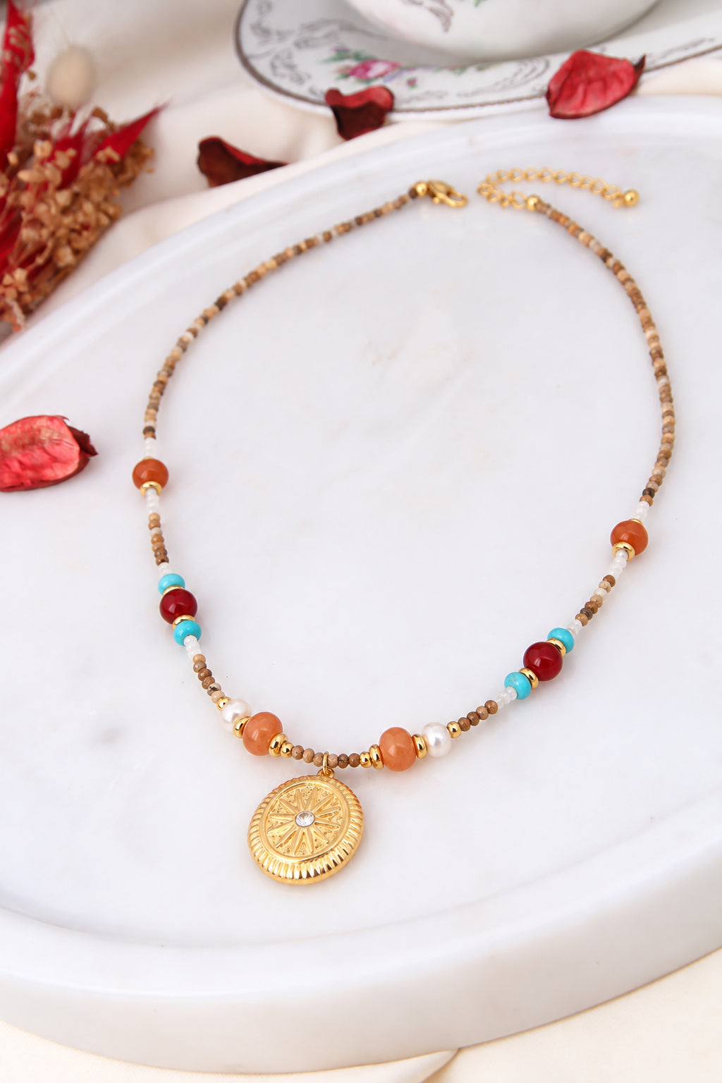 Citrine & Agate & Pearl Necklace